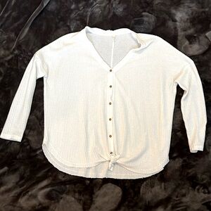 White waffle knit sweater